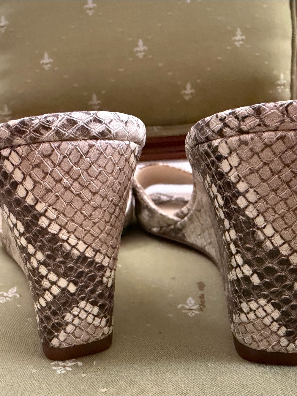 Sam Edelman Snake-Print Slide Mules in Taupe and Beige - Picture 4 of 4